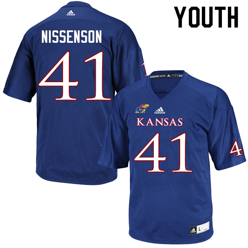 Youth #41 Cameron Nissenson Kansas Jayhawks College Football Jerseys Sale-Royal - Click Image to Close